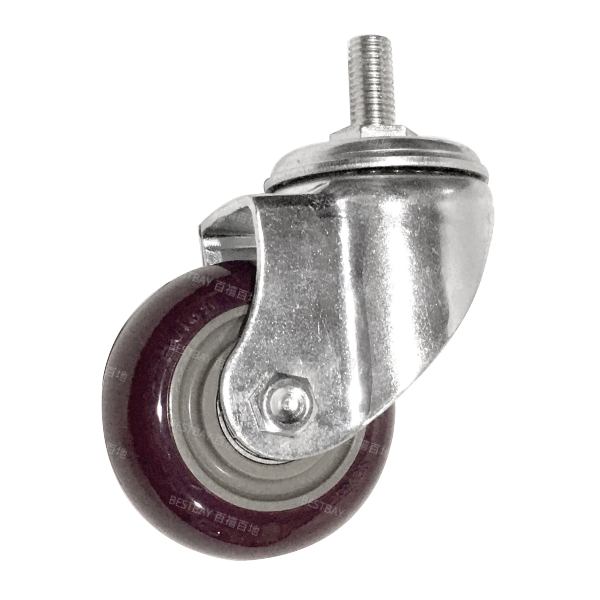 21系列3寸丝杆紫色塑芯聚氨酯脚轮（双轴承）