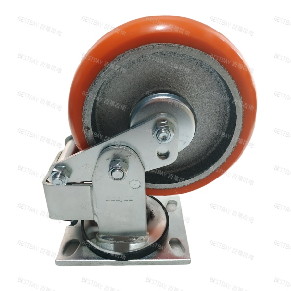 科顺脚轮 COLSON 6系列8寸美式减震平底活动聚氨酯铸铁轮脚轮(精密滚珠) SB-8509-948