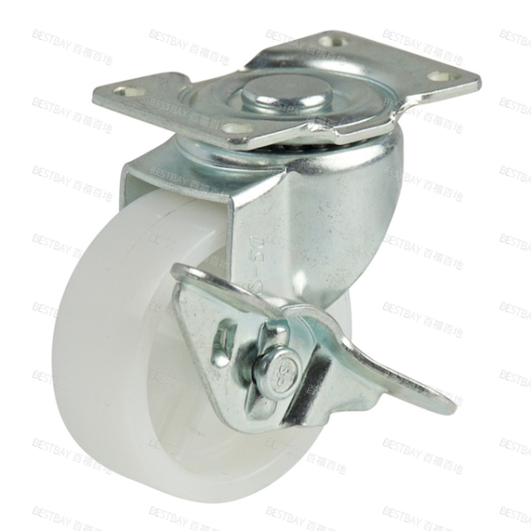 南星脚轮 NANSIN SUS 12系列3寸平底活动NM尼龙单刹脚轮(轴套) 1203-2-T1-NM 整箱订货(40个/箱)