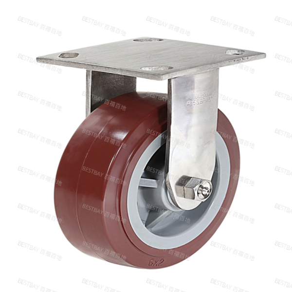 科顺脚轮 COLSON 4系列6寸不锈钢平底固定高科技聚氨酯脚轮(特尔灵) 4-6408-924