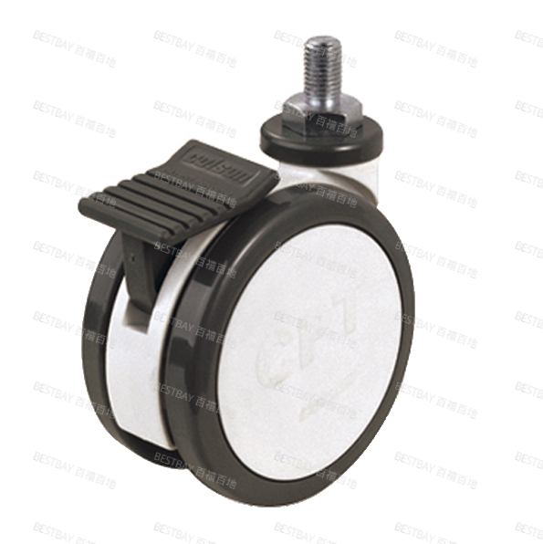 科顺脚轮 COLSON CPT5寸丝杆型聚氨酯带轮刹医疗双轮脚轮（滚珠） CPT-5854-85BRK4