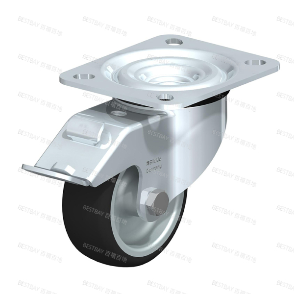 比克力脚轮 BLICKLE L-PATH系列3.5寸平底活动塑芯聚氨酯双刹脚轮（滑动轴承） L-PATH 80G-FI