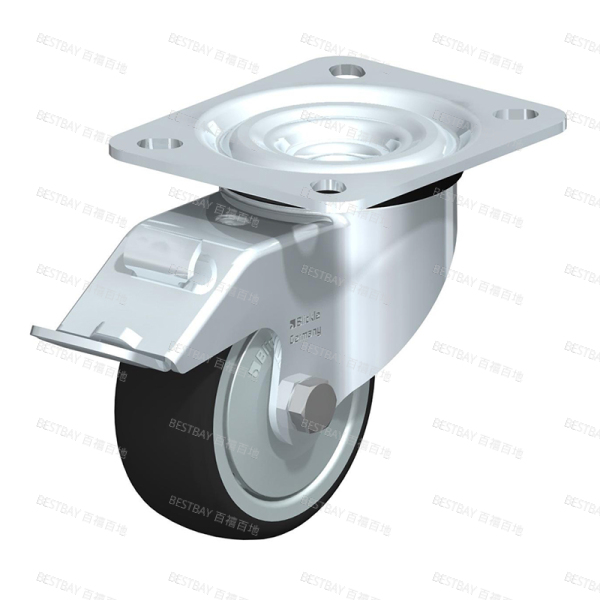 比克力脚轮 BLICKLE L-PATH系列3.5寸平底活动塑芯聚氨酯双刹脚轮（中心滚珠轴承） L-PATH 80KF-FI