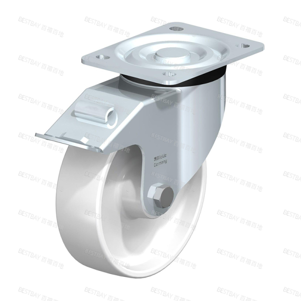 比克力脚轮 BLICKLE L-PO系列6寸平底活动尼龙双刹脚轮（滑动轴承） L-PO 160R-FI