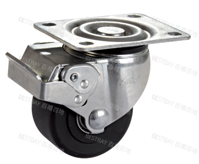 信希脚轮 SHINHEE KC02系列2.5寸平底活动增韧聚丙烯正刹脚轮(双球轴承) KC02HPB2540S01PWB