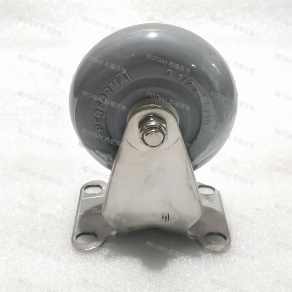 科顺脚轮 COLSON 2系列5寸不锈钢平底固定超级人造胶(圆边)脚轮(特尔灵) 2-5408-564