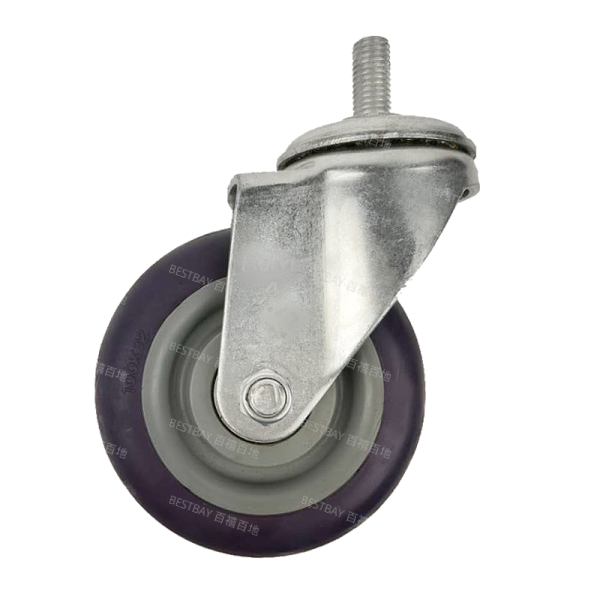 21系列4寸丝杆紫色塑芯聚氨酯脚轮（双轴承）