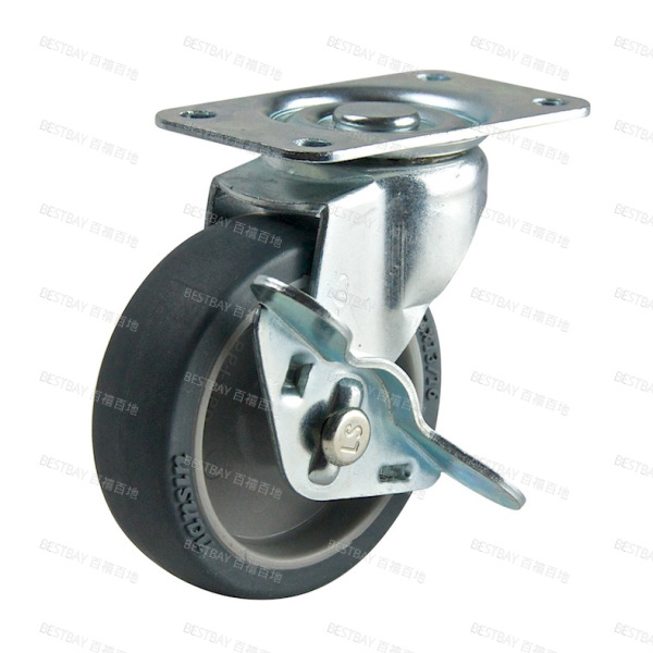 南星脚轮 NANSIN SUS 12系列3寸平底活动TP人造胶单刹脚轮(轴套) 1203-2-T1-TP 整箱订货(40个/箱)