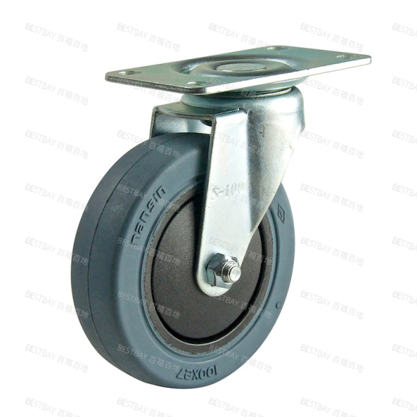 南星脚轮 NANSIN 10系列4寸平底活动RC灰色橡胶脚轮(轴承) 1004-1-T1-RC 整箱订货(30个/箱)