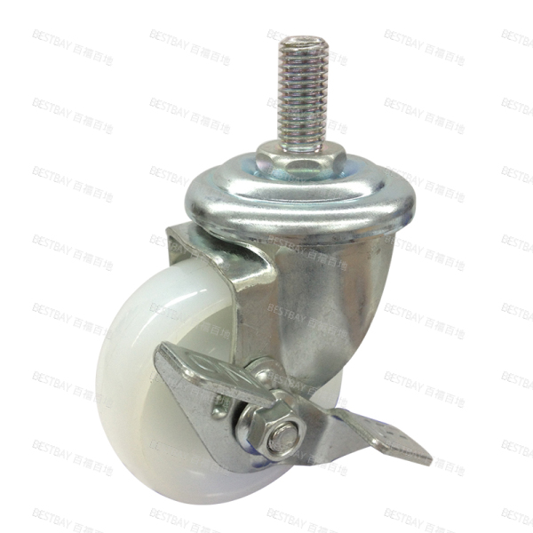 南星脚轮 NANSIN 10系列3寸丝杆型NM尼龙单刹脚轮(轴套) 1003-2-S9-NM 整箱订货(40个/箱)