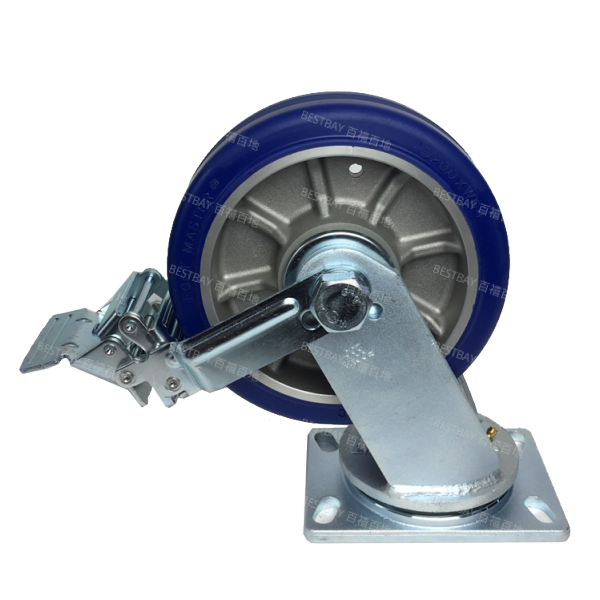 福马脚轮 FOOTMASTER GF系列8寸平底活动聚氨酯单刹脚轮(双轴承) GF-200-BSF-MUD