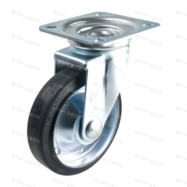 50系列5寸平底活动RS橡胶脚轮（轴承）