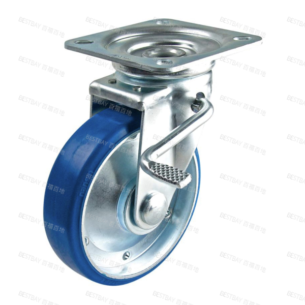 南星脚轮 NANSIN 50系列8寸平底活动VU聚氨酯双刹脚轮(轴承) 5008-3-T3-VU 整箱订货(4个/箱)