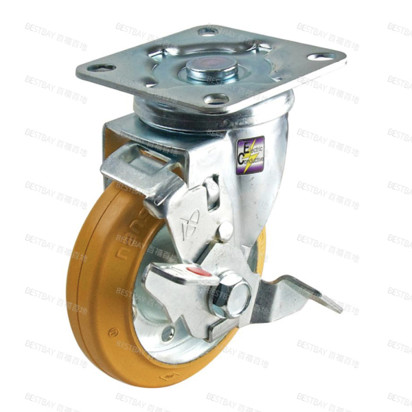 南星脚轮 NANSIN 5寸平底活动VE橡胶防静电单刹脚轮(轴承) 5005-2-T1-VE 整箱订货(8个/箱)