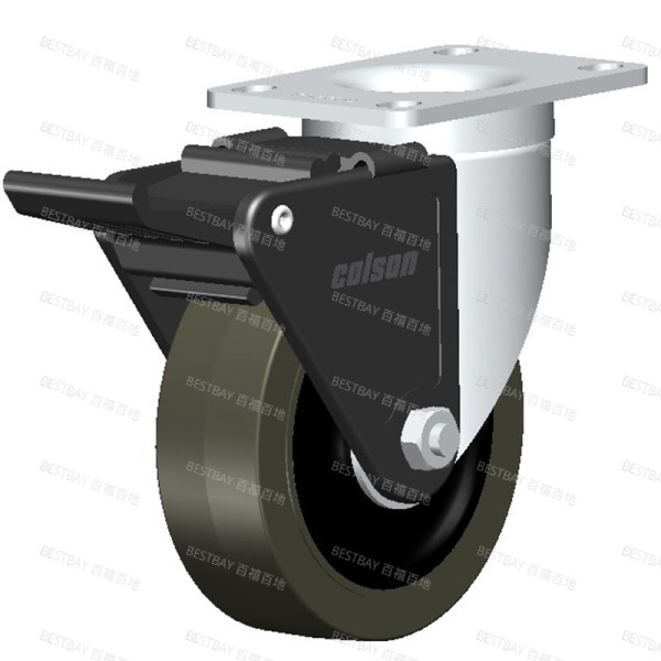 科顺脚轮 COLSON 2系列4寸平底活动导电轮（平边）尼龙胎面刹脚轮（一体滚珠） 2-4646-445CBRK2