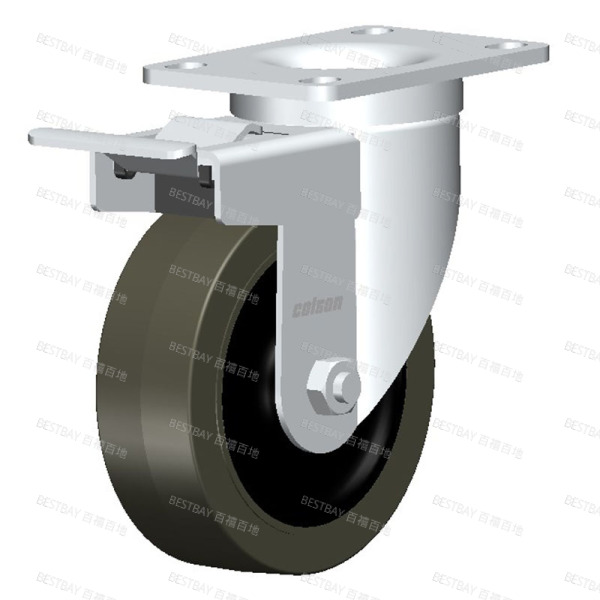 科顺脚轮 COLSON 2系列4寸平底活动导电轮（平边）金属双刹脚轮（一体滚珠） 2-4646-445CBRK4