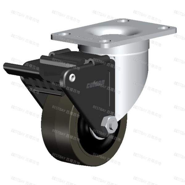 科顺脚轮 COLSON 2系列3寸平底活动导电轮（平边）尼龙胎面刹脚轮（一体滚珠） A2-3346-445CBRK2