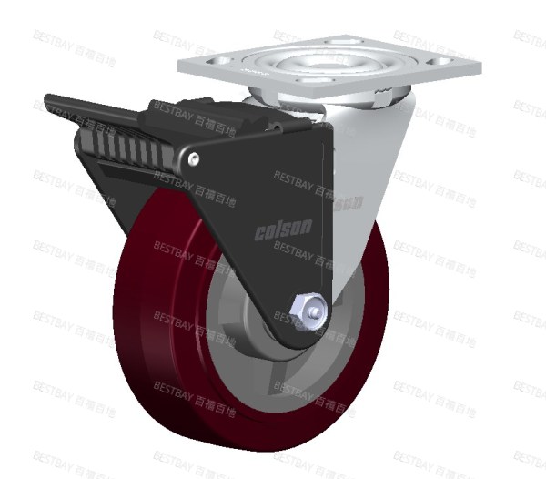 4系列6寸平底活动高科技聚氨酯尼龙胎面刹脚轮（精密滚珠）
