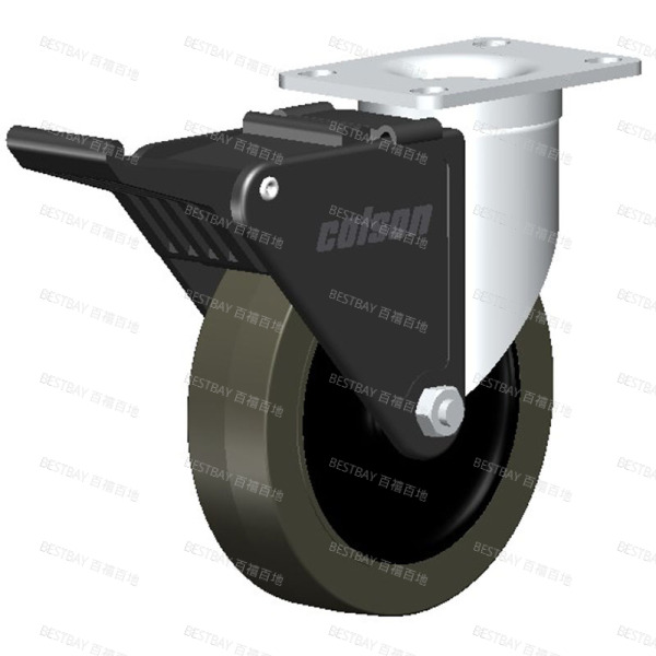 科顺脚轮 COLSON 2系列5寸平底活动导电轮（平边）尼龙胎面刹脚轮（一体滚珠） 2-5646-445CBRK2