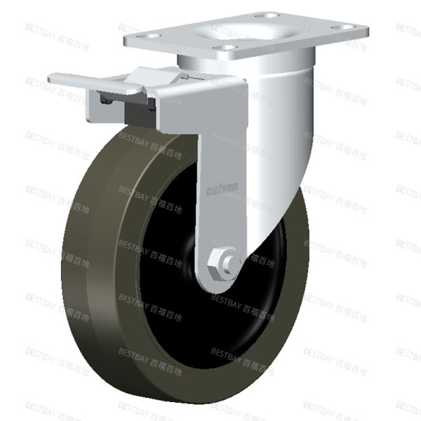 科顺脚轮 COLSON 2系列5寸平底活动导电轮（平边）金属双刹脚轮（一体滚珠） 2-5646-445CBRK4