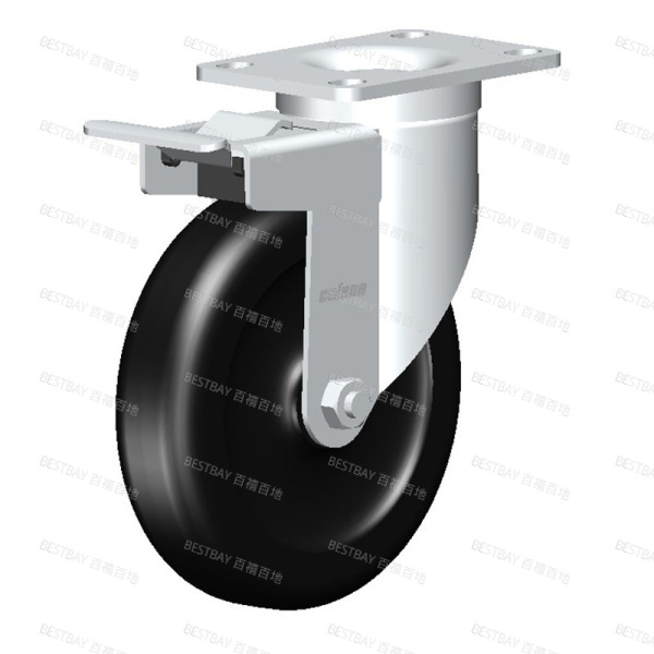 科顺脚轮 COLSON 2系列5寸平底活动230℃耐高温轮金属双刹脚轮（轴套） 2-5646-52HTBRK4