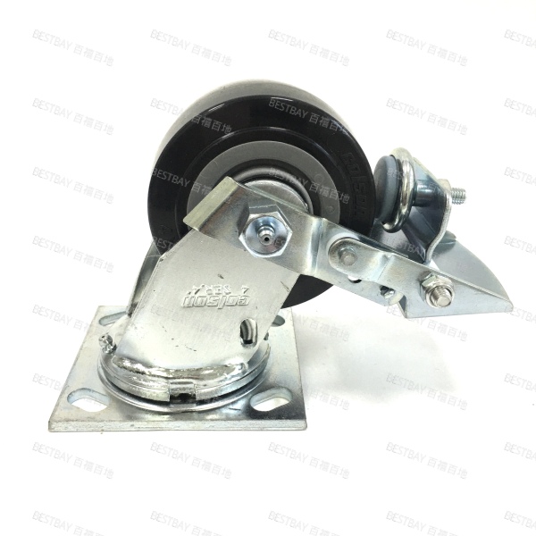 科顺脚轮 COLSON 4系列4寸平底活动改性尼龙金属胎面刹脚轮（特尔灵） 4-4109-821BRK1