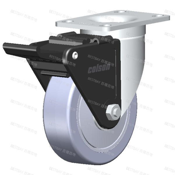 科顺脚轮 COLSON 2系列4寸平底活动QS型超级人造胶尼龙胎面刹脚轮(精密滚珠) 2-4646-448BRK2