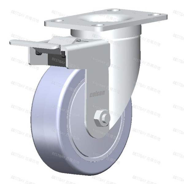 科顺脚轮 COLSON 2系列4寸平底活动QS型超级人造胶金属双刹脚轮(精密滚珠) 2-4646-448BRK4