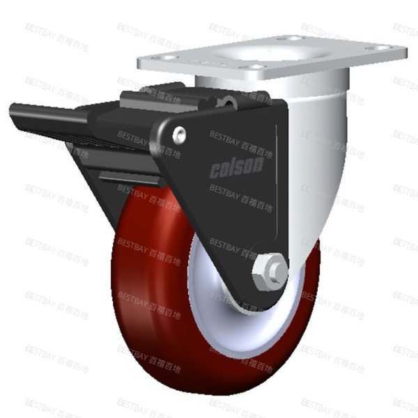 科顺脚轮 COLSON 2系列4寸平底活动高科技聚氨酯尼龙胎面刹脚轮(特尔灵) 2-4646-91BRK2