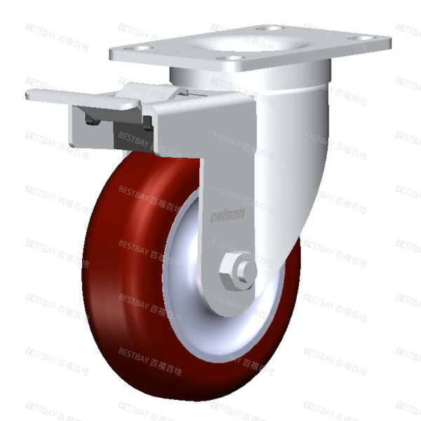 科顺脚轮 COLSON 2系列4寸平底活动高科技聚氨酯金属双刹脚轮(特尔灵) 2-4646-91BRK4