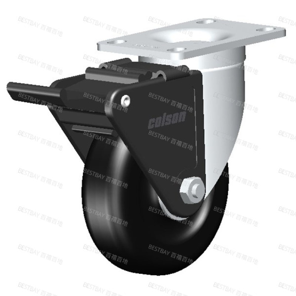 科顺脚轮 COLSON 2系列4寸平底活动聚烯烃尼龙胎面刹脚轮(一体滚珠) 2-4646-535BRK2