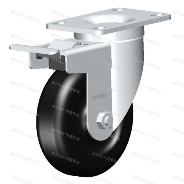 科顺脚轮 COLSON 2系列4寸平底活动聚烯烃金属双刹脚轮(特尔灵) 2-4646-533BRK4