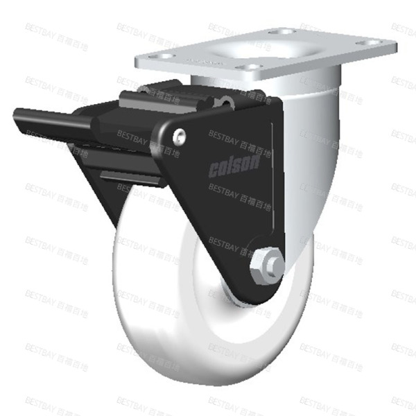 科顺脚轮 COLSON 2系列4寸平底活动白色尼龙尼龙胎面刹脚轮(一体滚珠) 2-4646-255BRK2