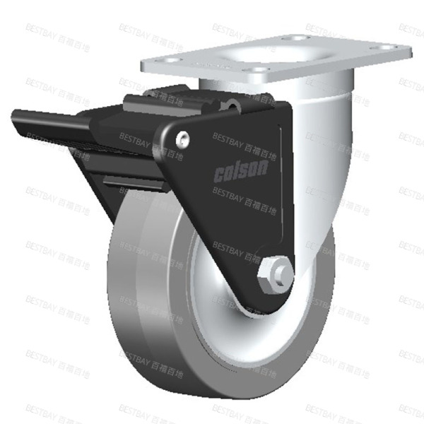 科顺脚轮 COLSON 2系列4寸平底活动超级人造胶(平边)尼龙胎面刹脚轮(一体滚珠) 2-4646-445BRK2