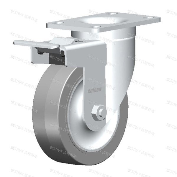 科顺脚轮 COLSON 2系列4寸平底活动超级人造胶(平边)金属双刹脚轮(一体滚珠) 2-4646-445BRK4
