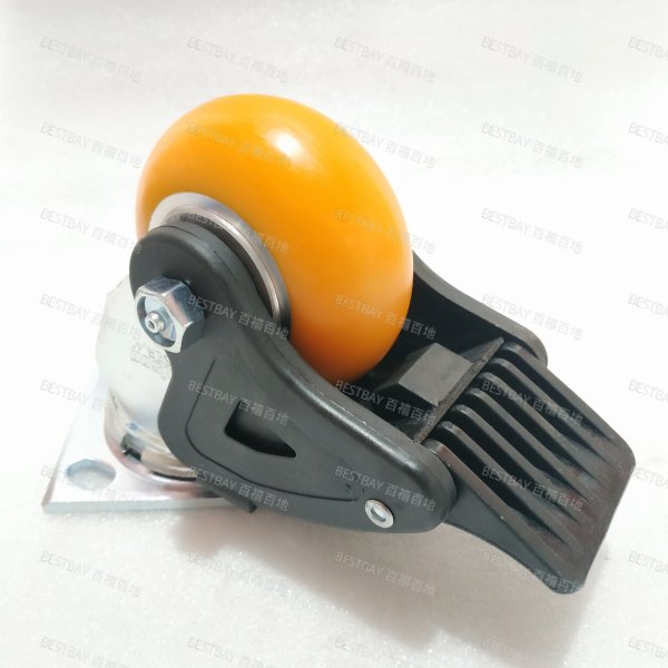 科顺脚轮 COLSON 4系列4寸平底活动CG-MAX橙色高弹聚氨酯包铝芯尼龙全刹脚轮(精密滚珠) 4-4109-9NCBRK4