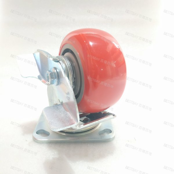 路威脚轮 ROLVE 41系列4寸平底活动塑芯聚氨酯边刹脚轮(双轴承) 41-04211-3