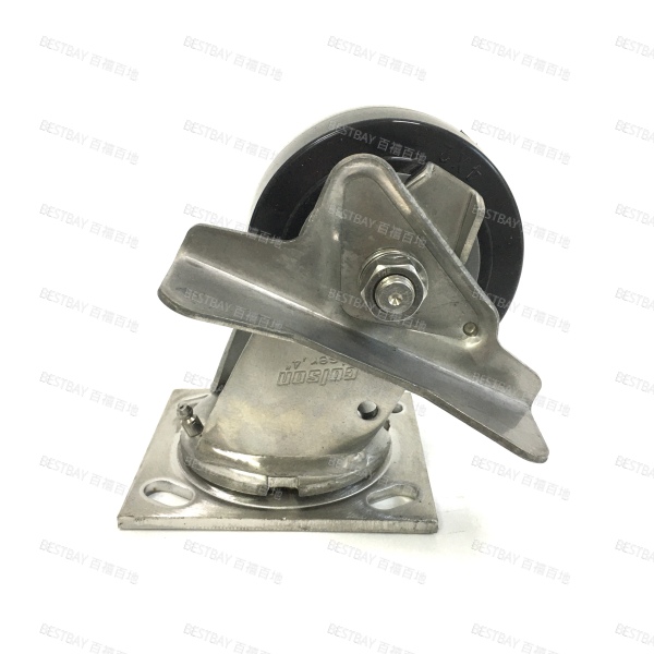 科顺脚轮 COLSON 4系列4寸不锈钢平底活动改性尼龙不锈钢边刹脚轮(特尔灵) 4-4409-824BRK5